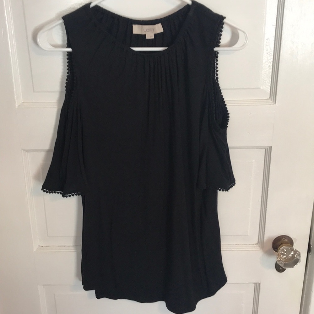 Loft black cold shoulder shirt